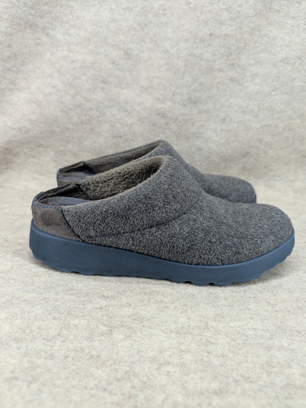 Dansko Lucie Wool Slippers Clogs Comfort Grey Leather Cabin Hygee Sz 37 Women's